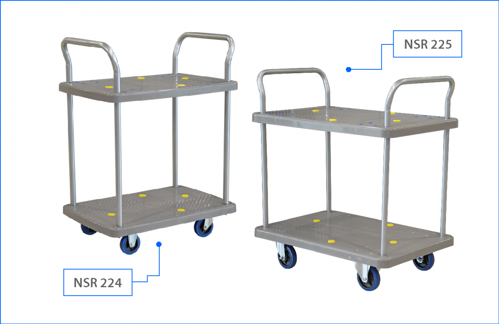 KOMADA PVC 2 Shelf 2 Handle Trolley