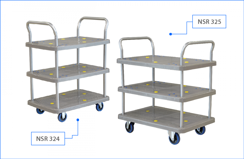 KOMADA PVC 3 Shelf 2 Handle Trolley